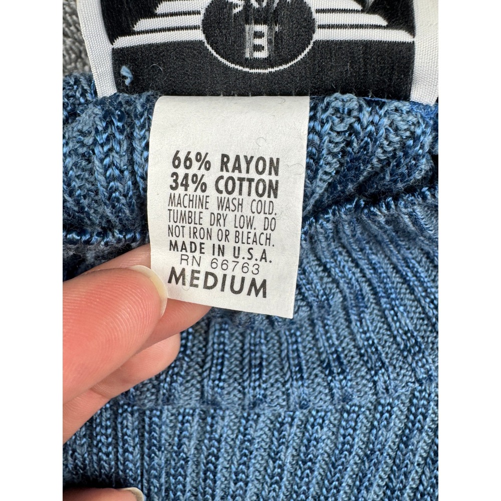 Vintage Y2K B.Z. Blue Ribbed Mock Neck Knit Top Womens Medium USA Made NWT - Picture 6 of 9